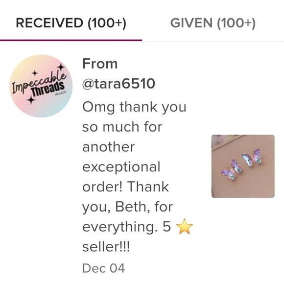 Lavender Rhinestone Butterfly Earring Studs - Picture 3 of 7